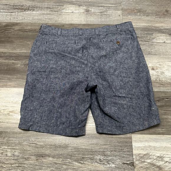 Brooks Brothers Red Fleece Blue Tan Mens 36 Flat Front Linen Chino Shorts EUC - Picture 2 of 10